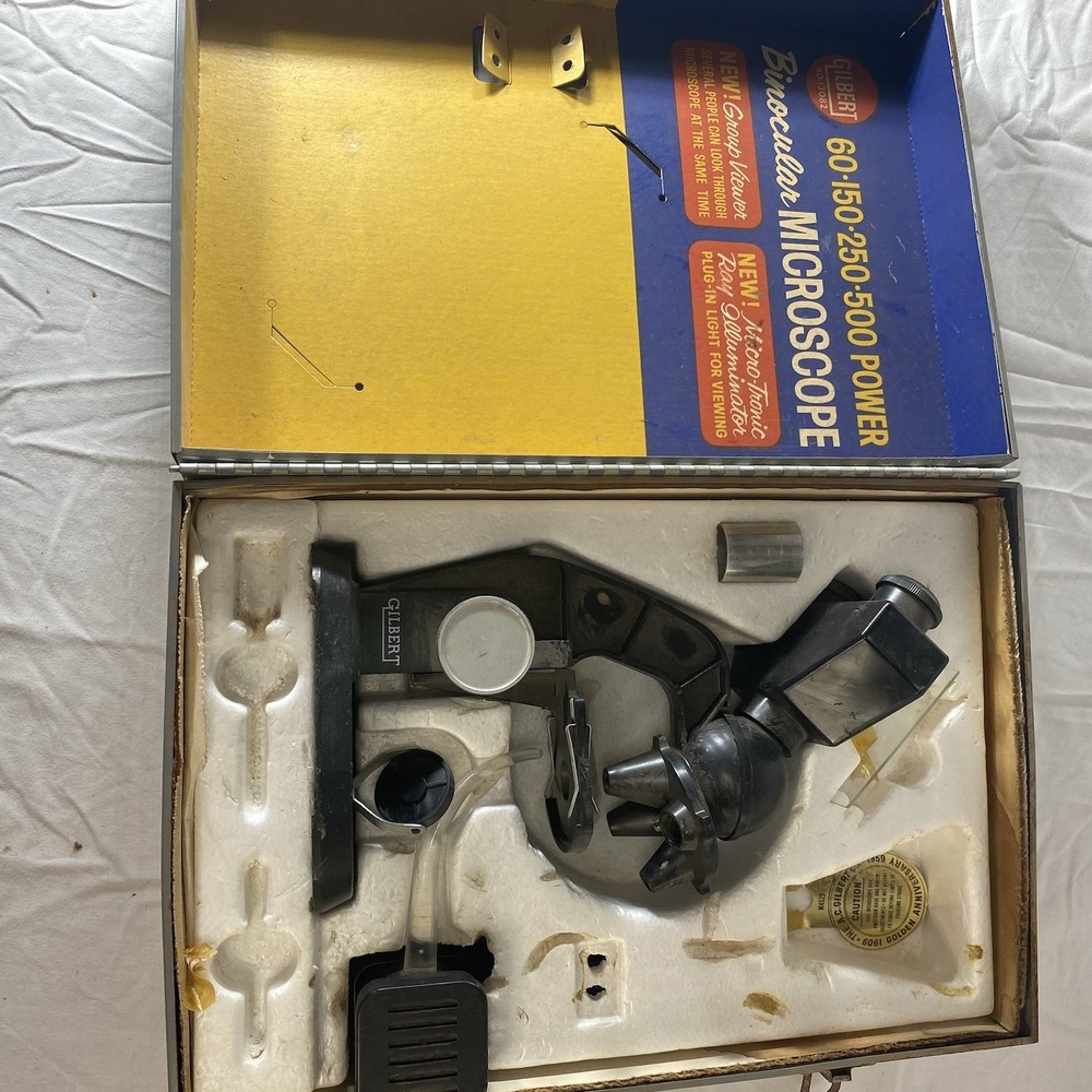 Vintage Gilbert Microscope & Lab Set No.13082 Binocular Viewer Incomplete - Picture 2 of 11